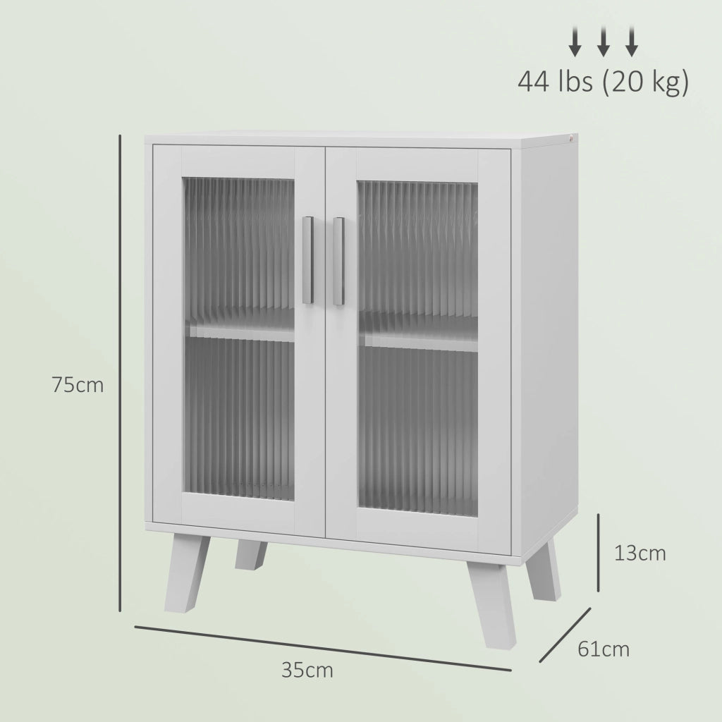 Cassettiera con ante trasparenti e 2 ripiani ¨C Minimal ¨C Bianco 61x35x75 cm