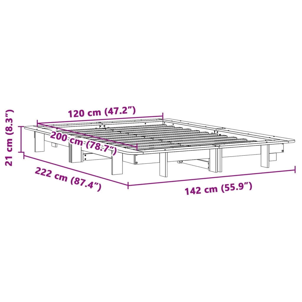 Letto senza Materasso-Struttura Letto 120x200 cm in Legno Massello di Pino 236476