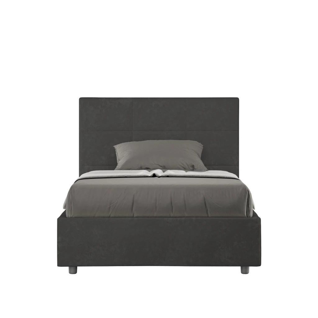 BS COM Letto una piazza e mezza contenitore imbottito 120x210 microfibra grigio