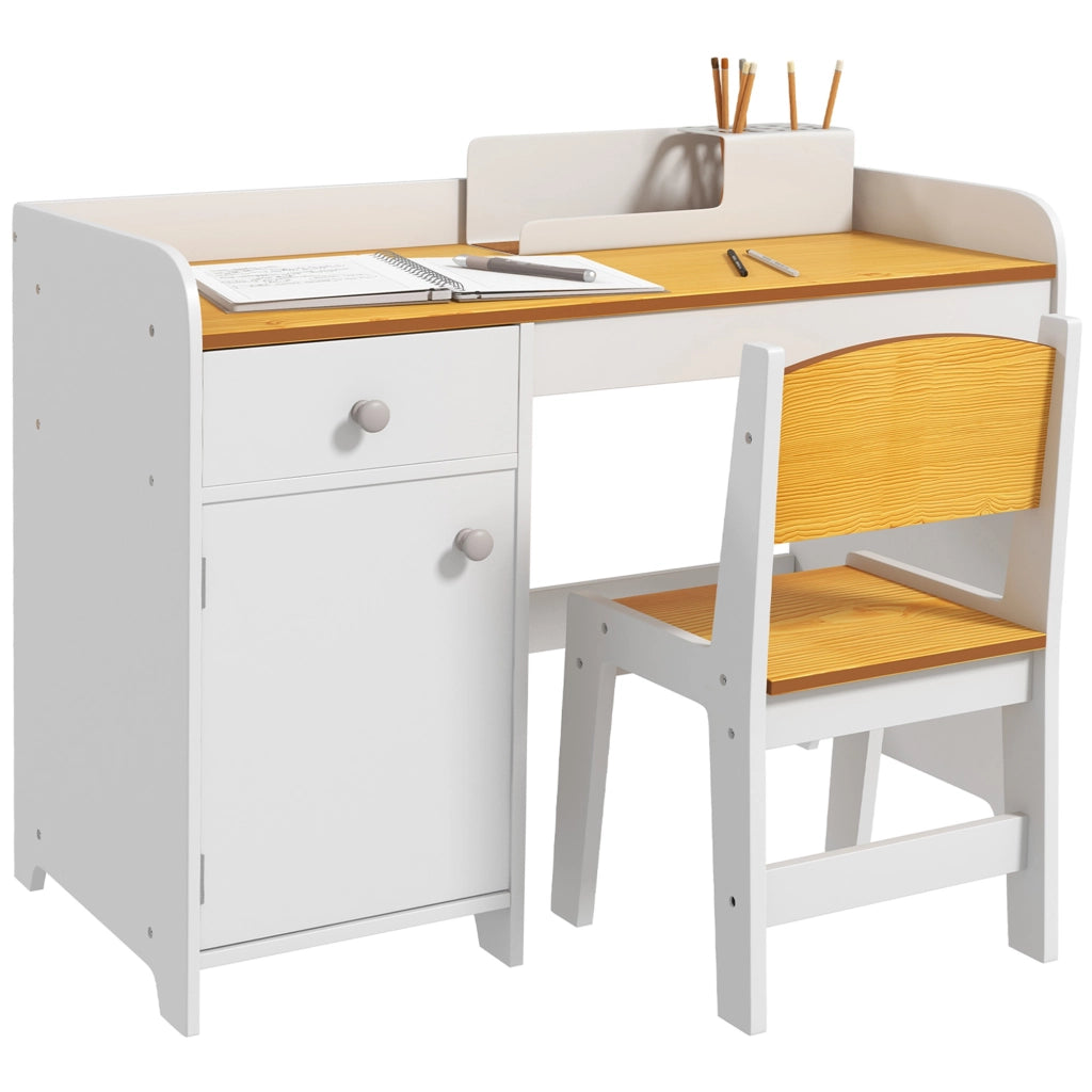 Sedia da Bambini e Banco Scuola ¨C Zephmum ¨C Bianco Legno