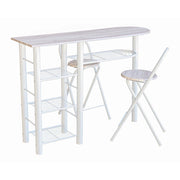 Set Banco Cucina + 2 Sgabelli Oslo Mdf Naturale E Struttura Bianca