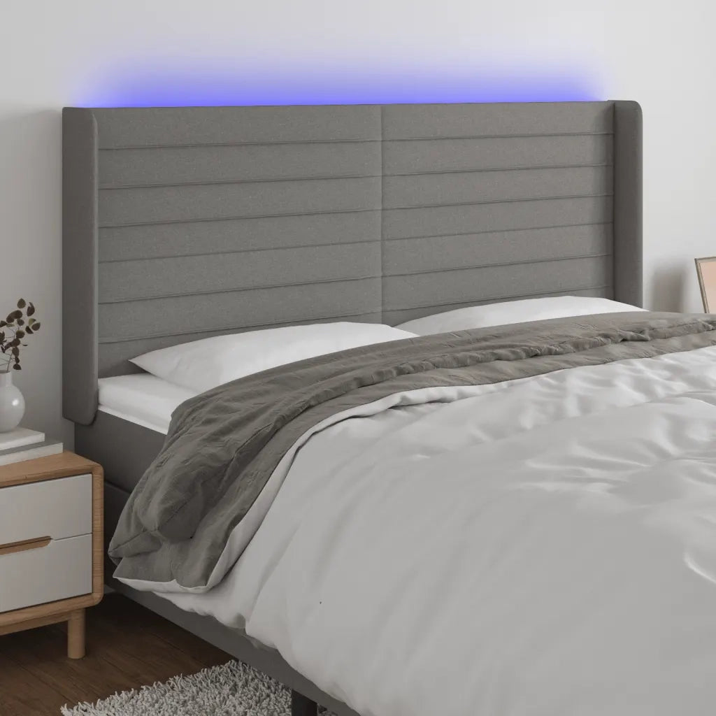 Testiera | Testata a LED GrigioScuro 183x16x118/128cm inTessuto