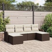 Set Divano da Giardino 6 pcs Marrone e bianco Poly Rattan