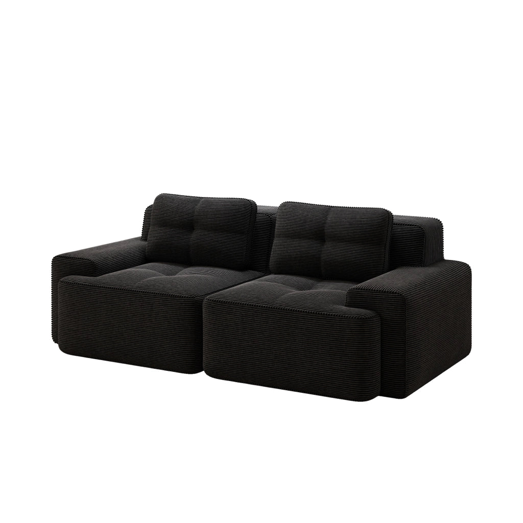 Divano Modulare Boneless ¨C MINIMAL ¨C Velluto a Coste, Nero, Posti Multipli, Estraibile