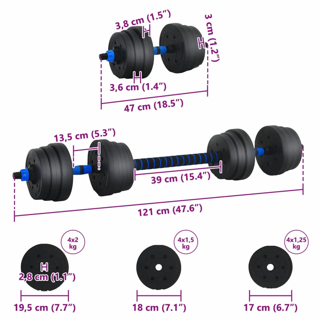 Set di Manubri 2-in-1 30kg Nero e Blu Cemento e sabbia di ferro CFW9971804