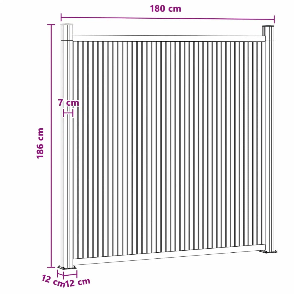 Pannello di Recinzione WPC e Alluminio Nero 42039053