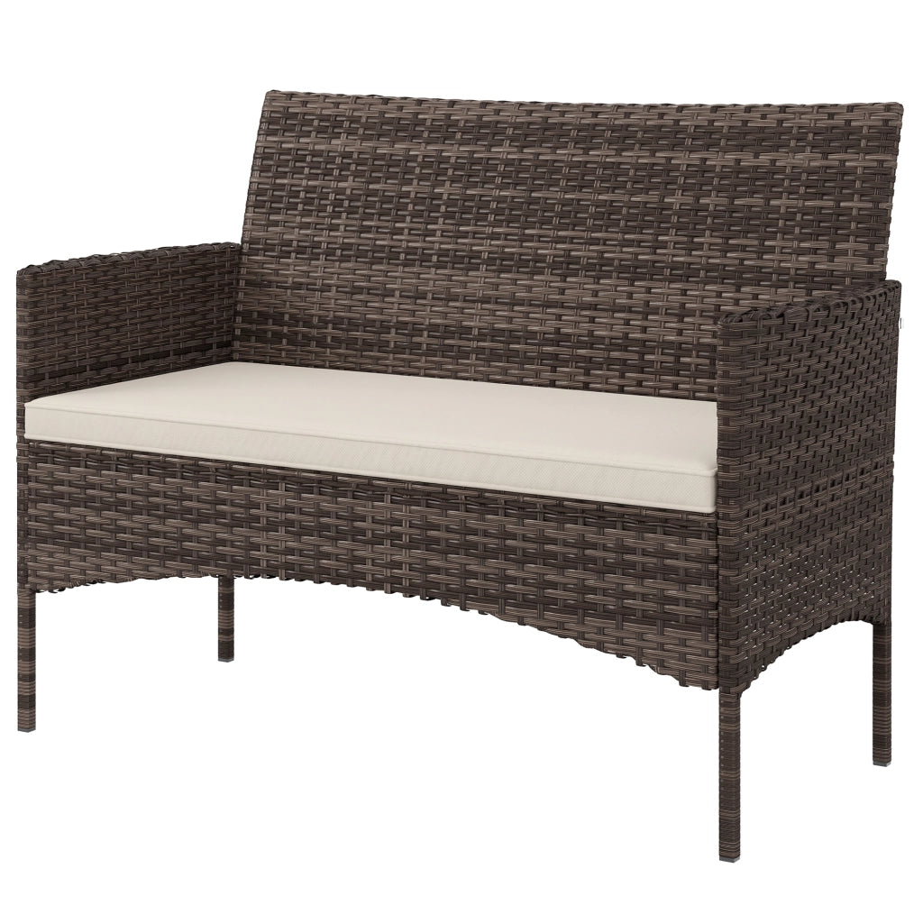 Divano da Giardino 2 Posti con Cuscini ¨C Minimal ¨C Rattan e Acciaio, 115x63x85 cm, Beige