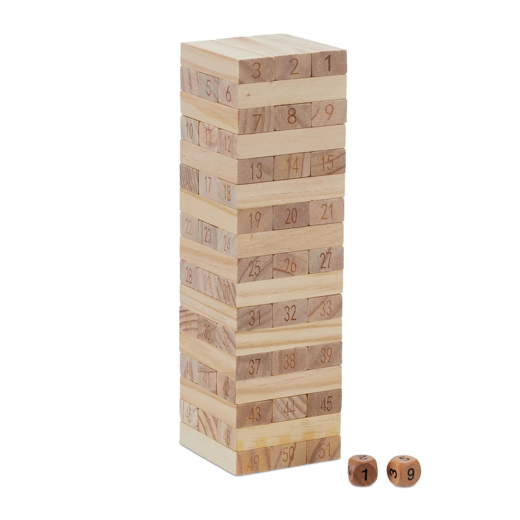 Gioco da tavolo torre infernale in legno impilabile 51 blocchi 30 x 30 x 60 cm in pino naturale 13_0014334