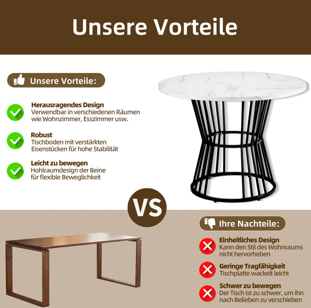 Set da pranzo 5 pezzi con tavolo rotondo