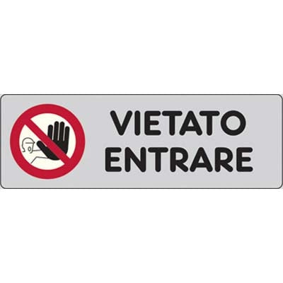 TARGA SEGNALETICA ADESIVA VIETATO ENTRARE - VINILE CM 15X5- 10 pezzi