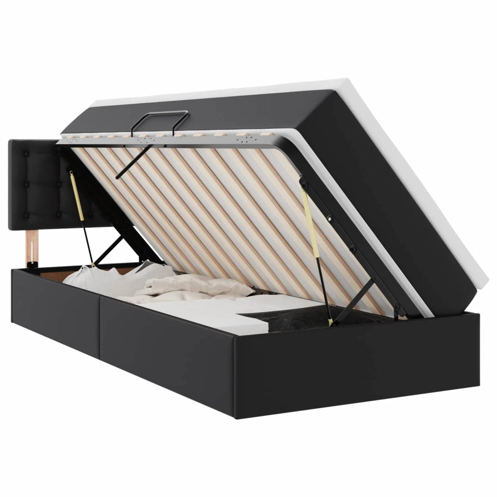 Letto con contenitore e materasso Nero 100 x 200 cm 3370381