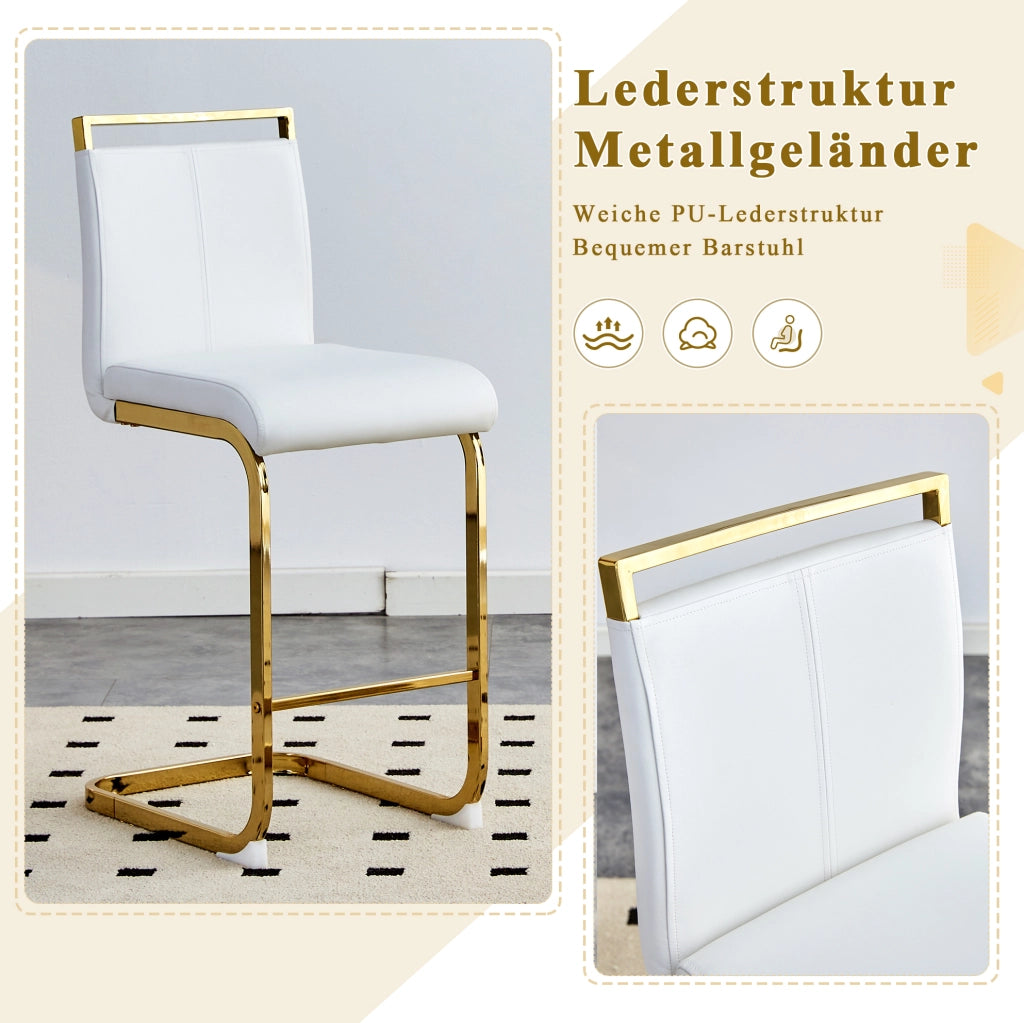 SGABELLO ALTO Set da 2 pezzi 96,5 cm PU bianco e oro