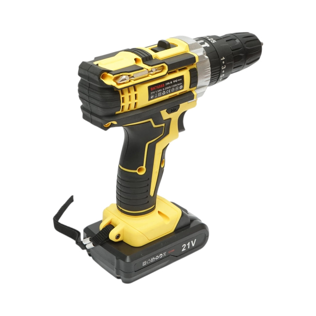 Avvitatore a impulsi e trapano, 2 batterie 21V, 1.5Ah agli ioni di litio, coppia 29Nm, mandrino da 10mm, 0-350/1350 giri/min Breckner Germany