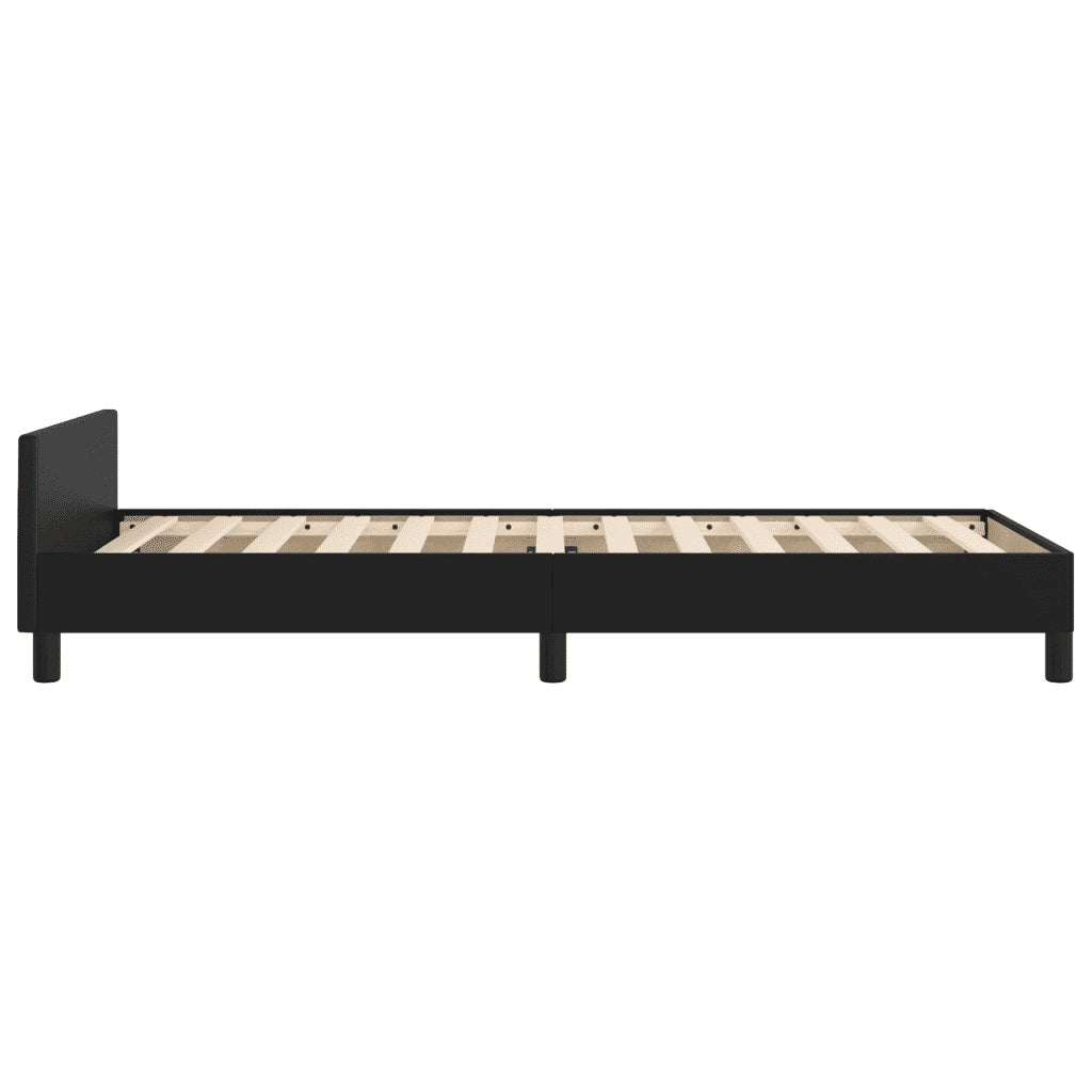 Giroletto con Testiera Nero 100x200 cm in Similpelle