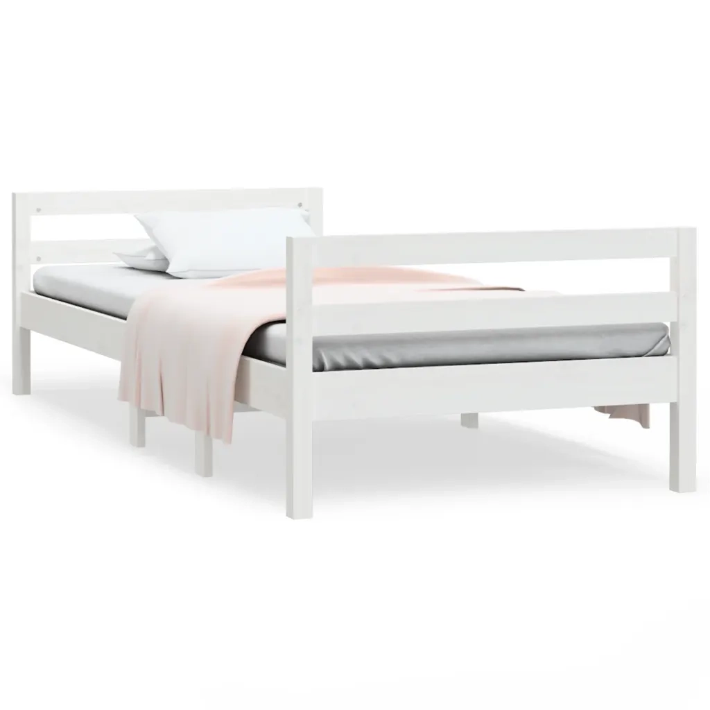 Letto singolo | Letto per adulti | Letto senza Materasso Bianco 90x190 cm in Legno Massello Pino