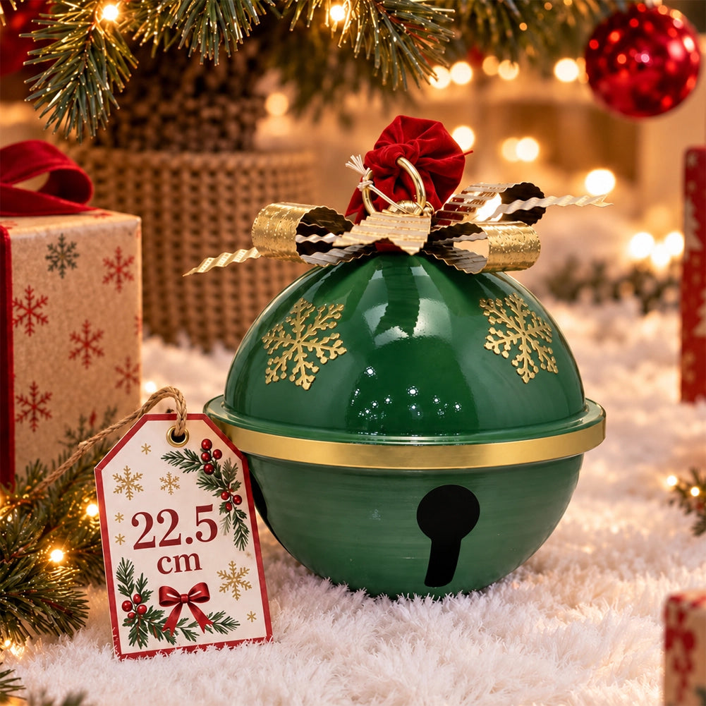Campana in Metallo 22.5 cm Verde Decorazione di Natale Natalizio Esterno Interno