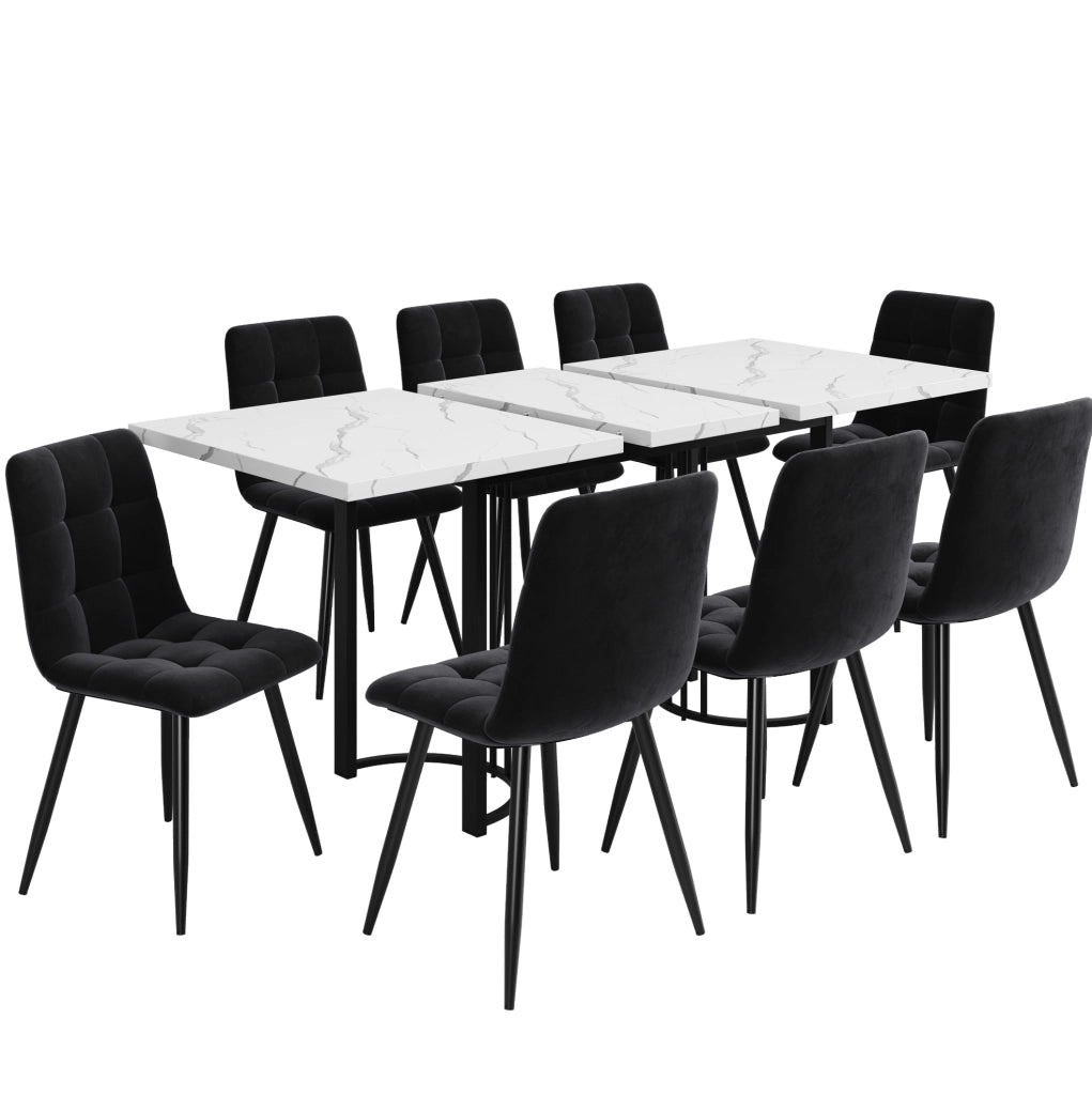 Set da pranzo allungabile con tavolo e 8 sedie