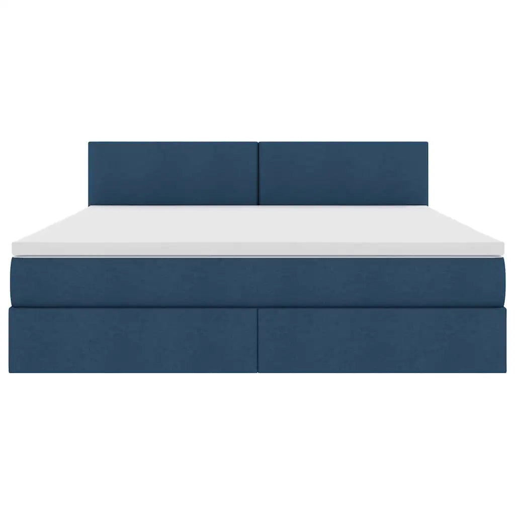 Letto con contenitore e materasso con testiera Blu 160 x 200 cm