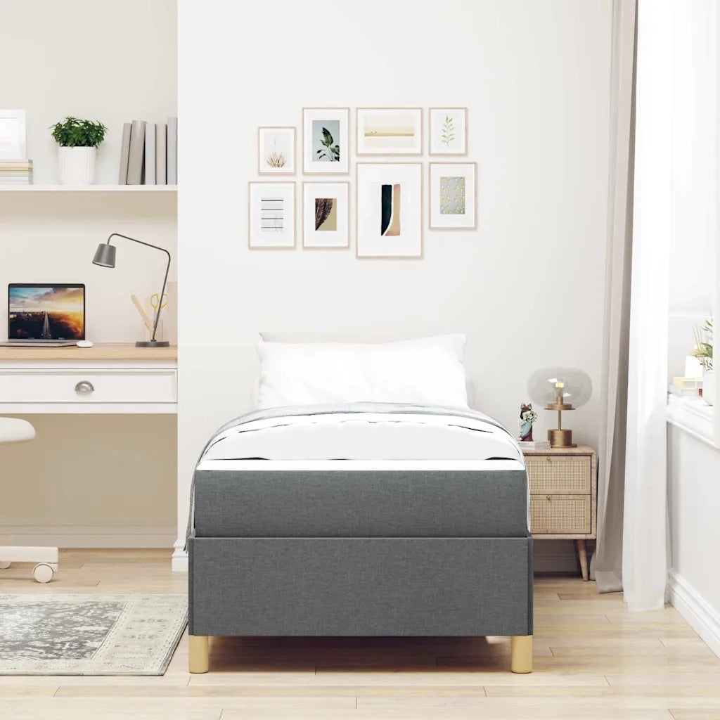 Struttura del letto Grigio scuro 90 x 190 cm Tessuto