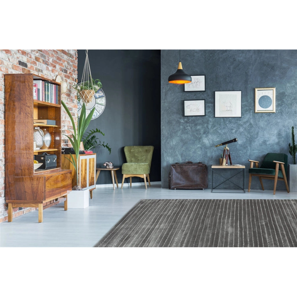 Tappeto Prime Silber 110 in lana e viscosa