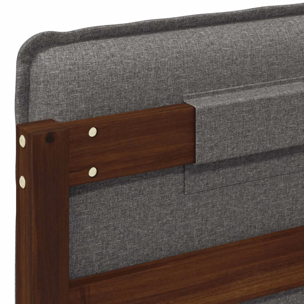 Letto con Testiera Rivestita Marrone scuro e grigio chiaro 903920