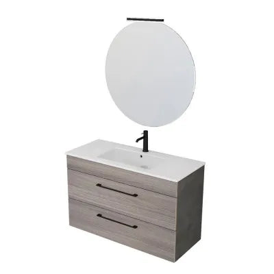 Mobile bagno sospeso 100 cm Smart olmo/lava con specchio