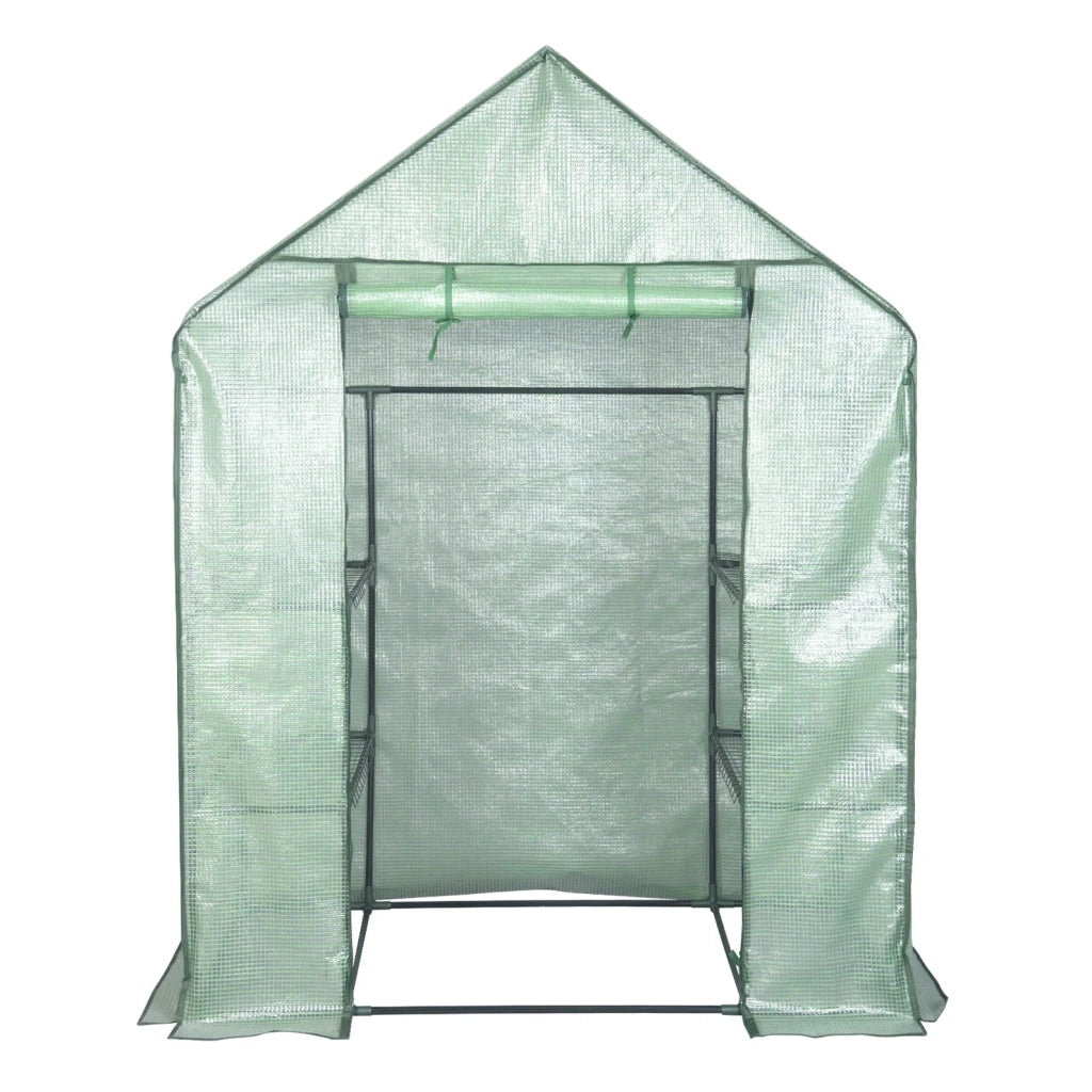 Serra in PVC Verde 143x215x195 cm con Tubature in Acciaio Verniciato per Coltivazione Protetta