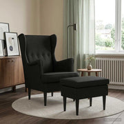 Poltrona con Ottomano 2 pz Nero Tessuto 3418833