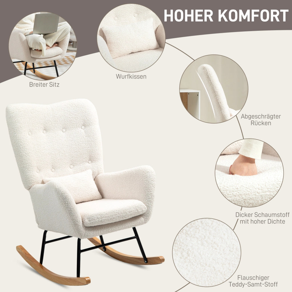 Poltrona Dondolo ¨C Zephmum ¨C Tessuto Imbottito Cremewei?