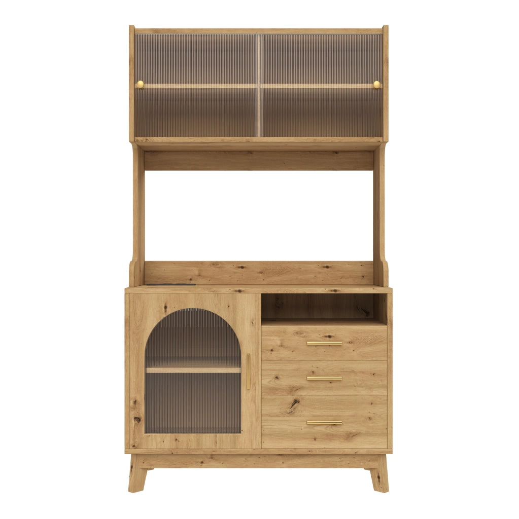 Credenza alta con frontale in acrilico, prese e USB