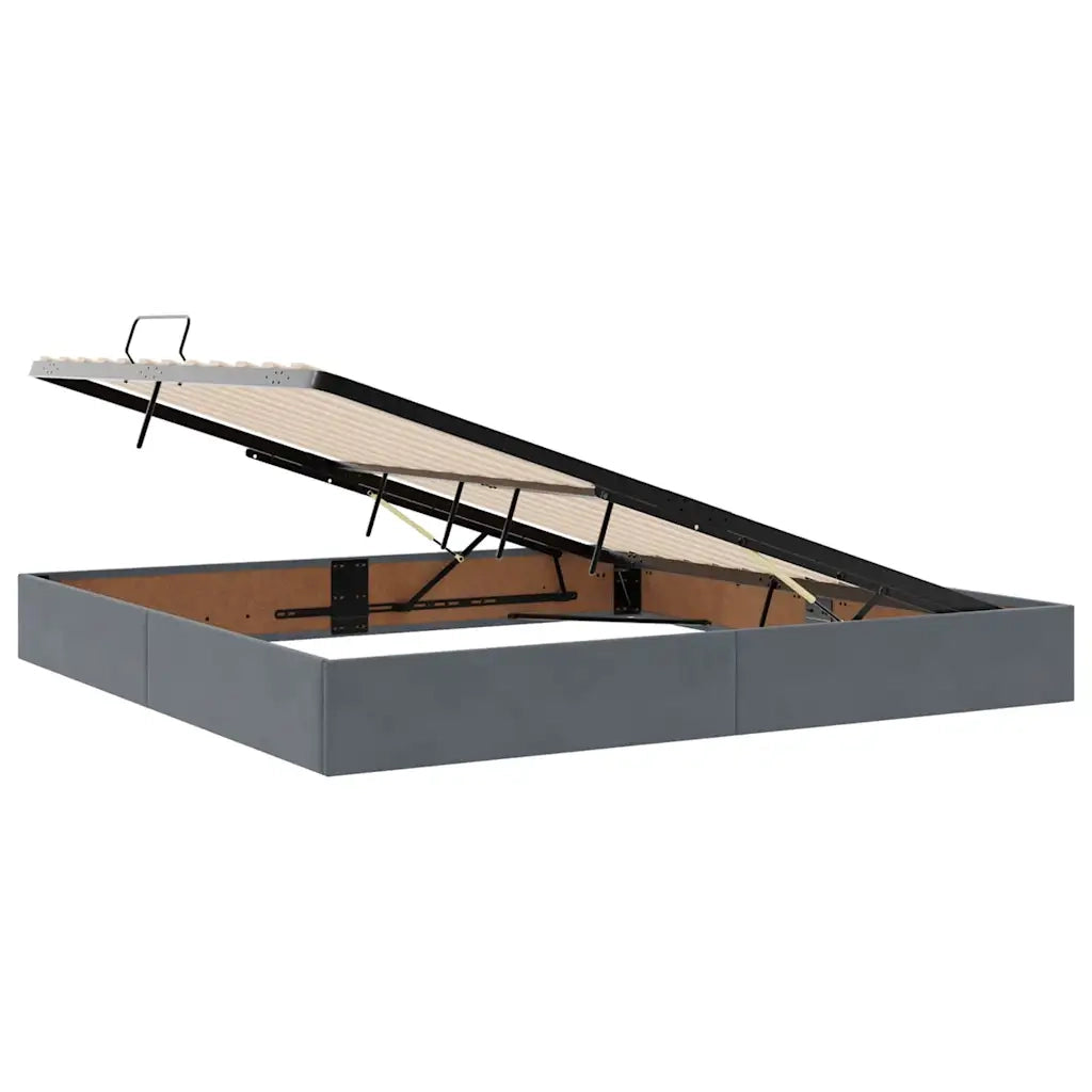 Letto con contenitore e LED Grigio scuro 200 x 200 cm Velluto
