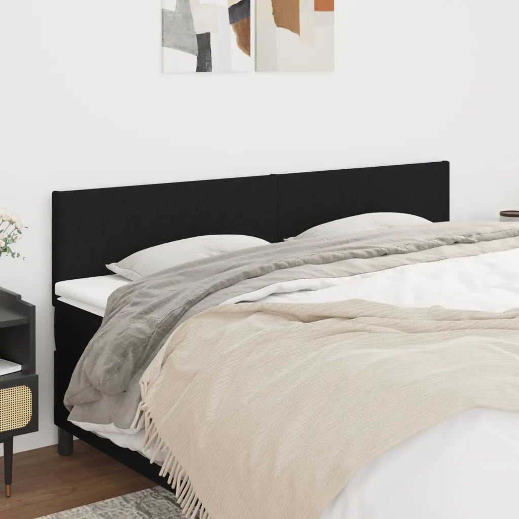 Testiera | Testata Nera 200x5x78/88 cm in Tessuto