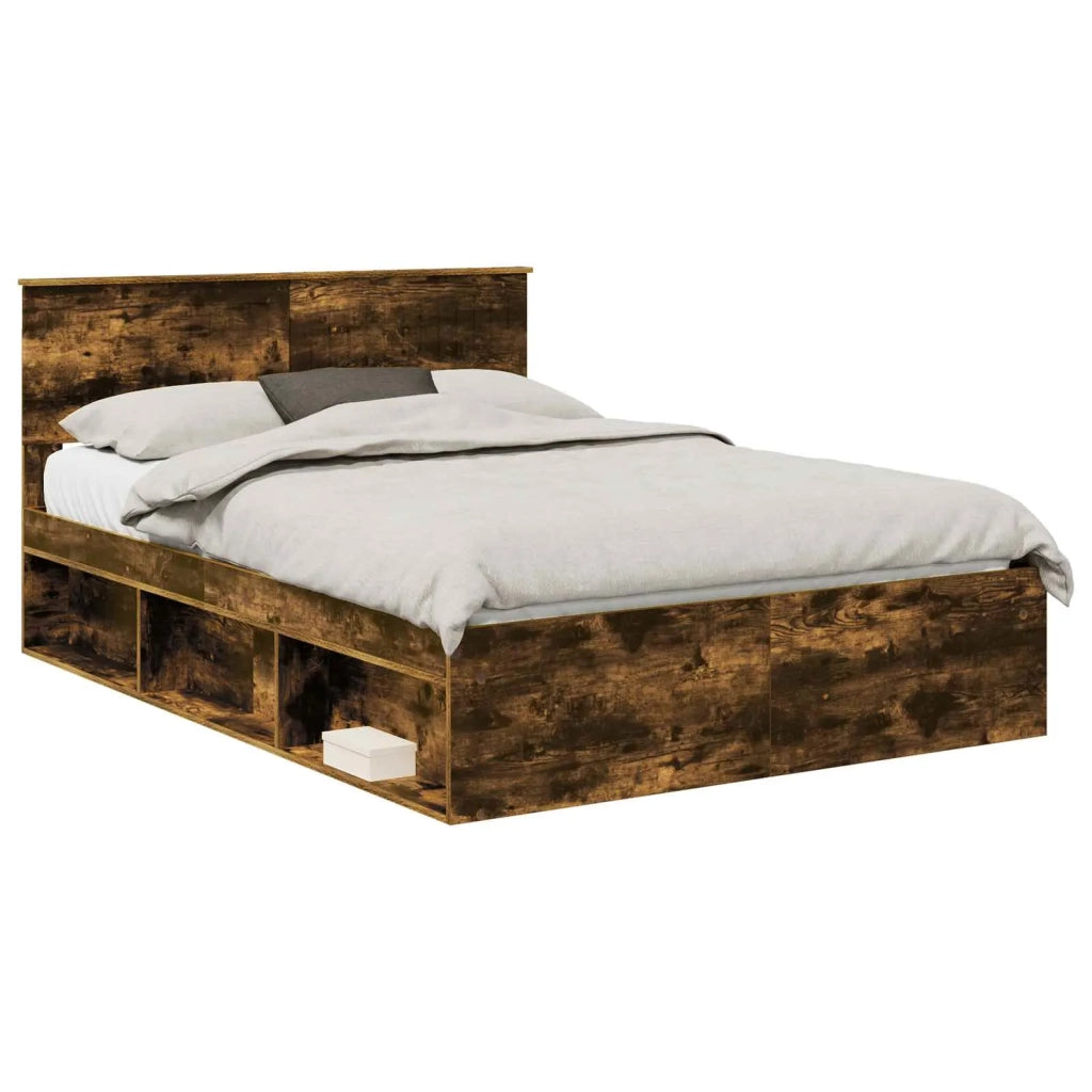 Letto matrimoniale | Letto per adulti | Struttura del letto Rovere fum¨¦ 140 x 200 cm Pino massello
