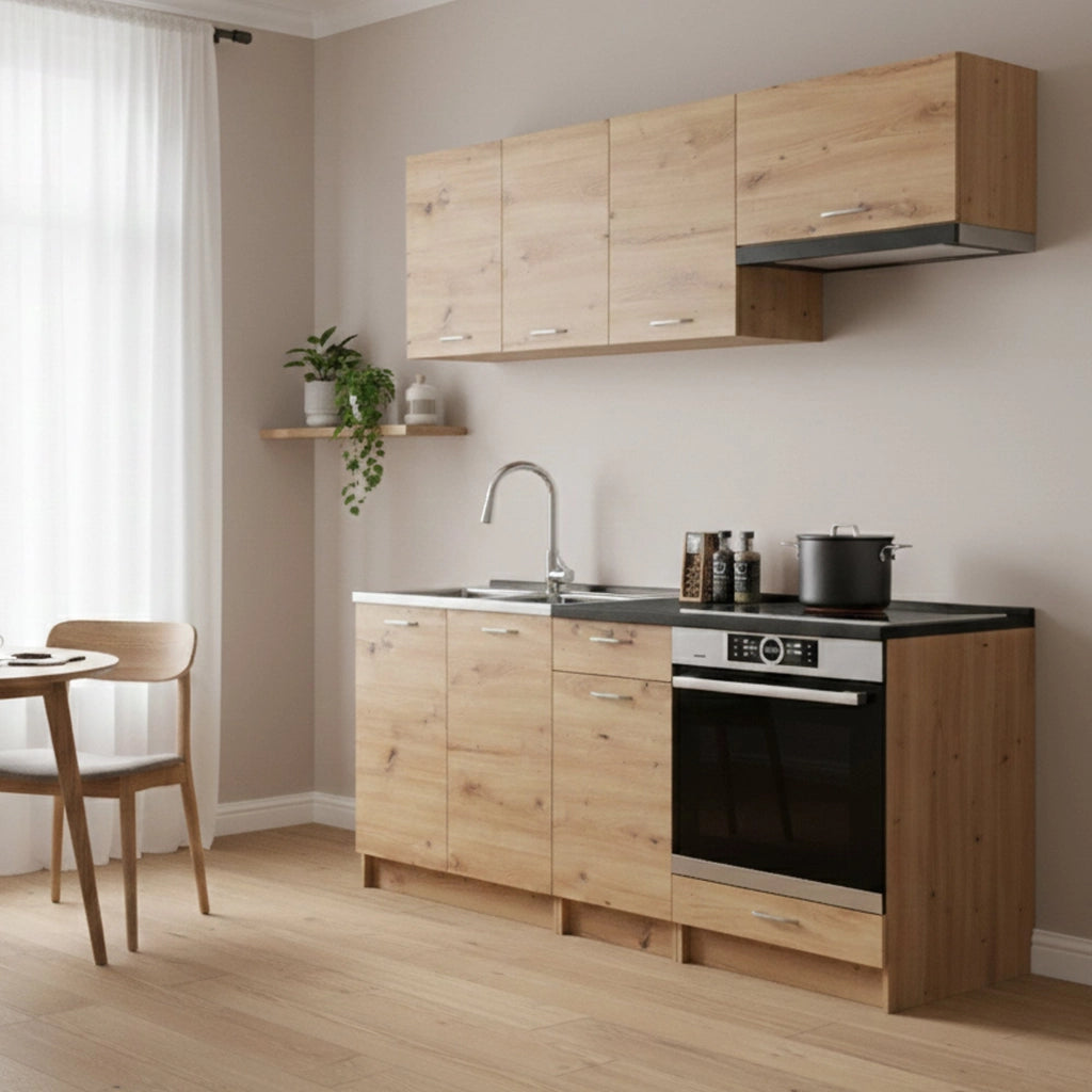Cucinino Elettrodomestici non inclusi, Teano, Cucina Modulabile, Marrone Rovere Nodi