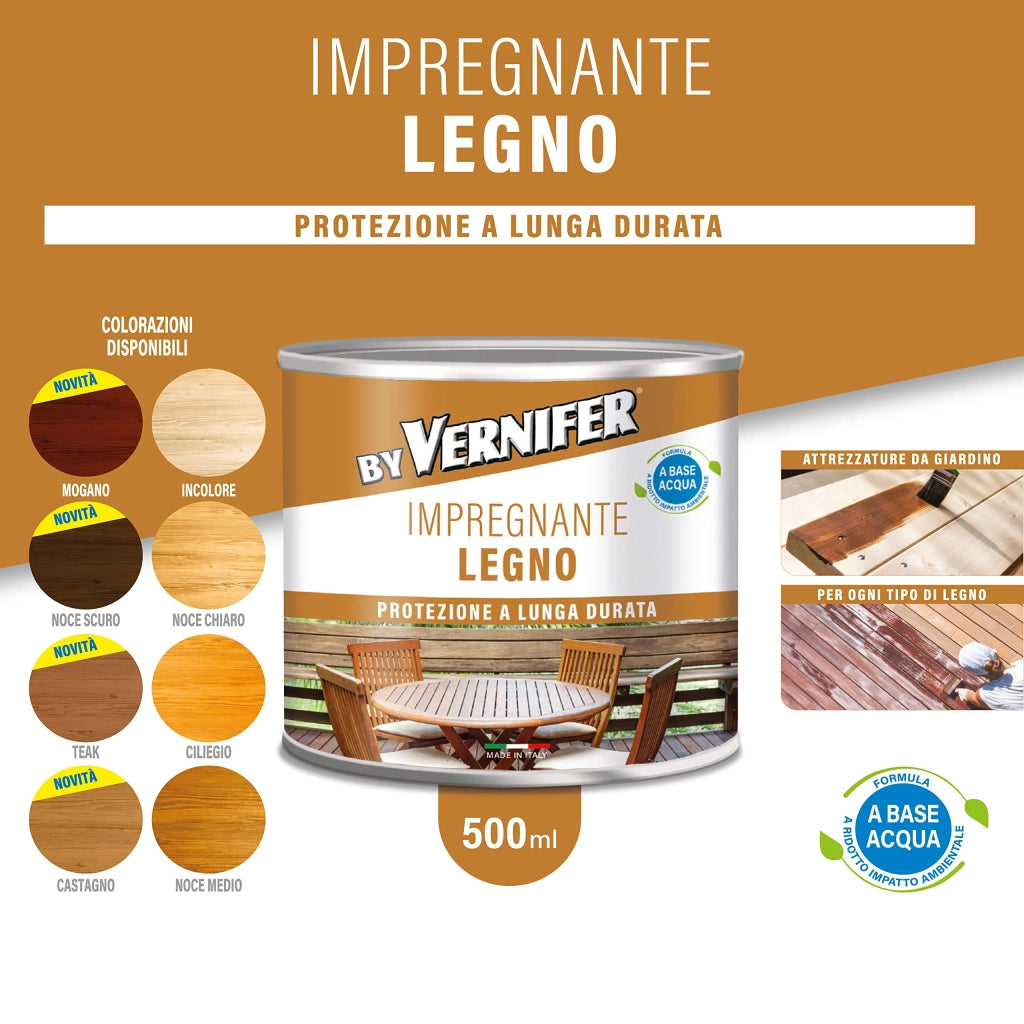 Impregnante All Acqua Vernifer 500 ml Arexons Noce Scuro