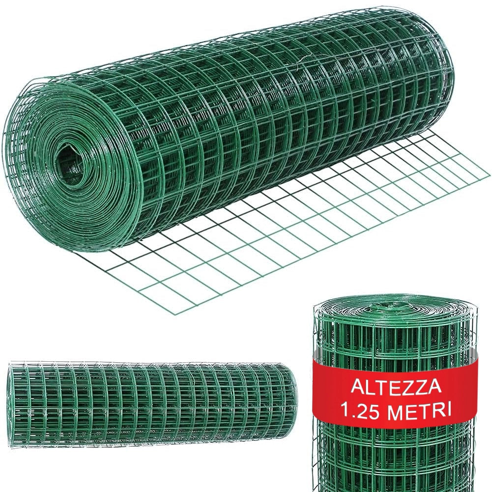 Rete Metallica Elettrosaldata 1,25 x 25 mt Maglia 50x75mm Zincata per Recinzione