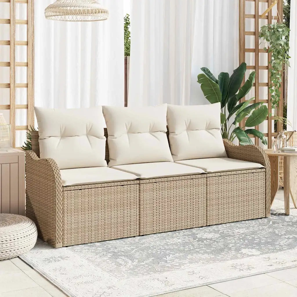Set Divano da Giardino 3 pcs Beige Poly Rattan 3354230