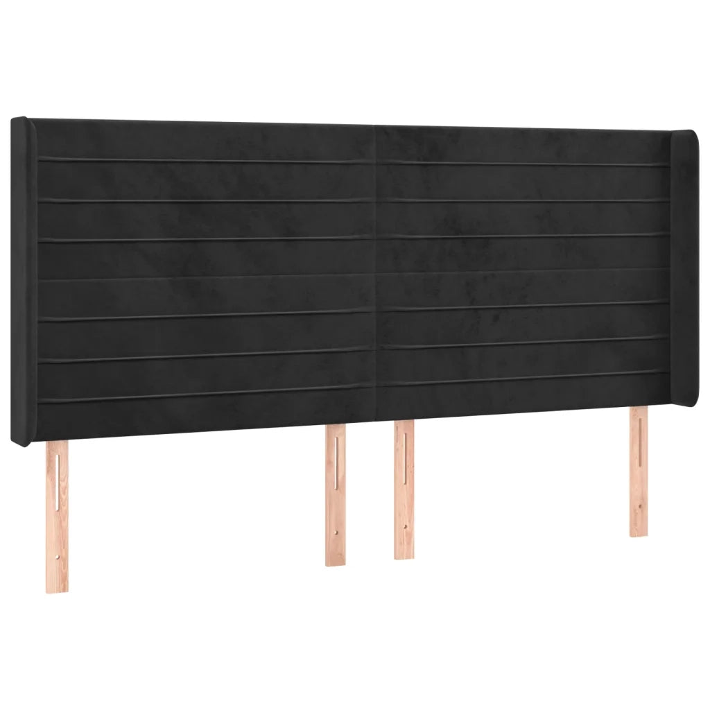 Testiera | Testata a LED Nera 163x16x118/128 cm in Velluto