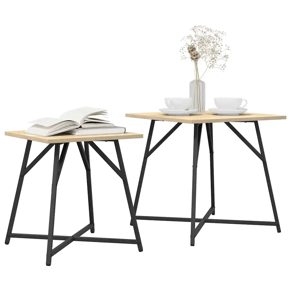 Set tavolini 2 pz | Tavolo laterale Rovere Sonoma e Nero