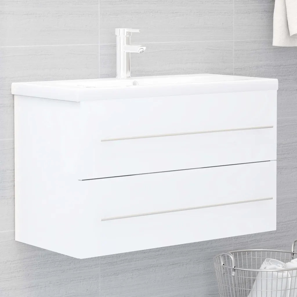 Mobile con Lavabo Integrat-Armadietto da Cucina-Lavandinoo Bianco in Legno Multistrato 120185