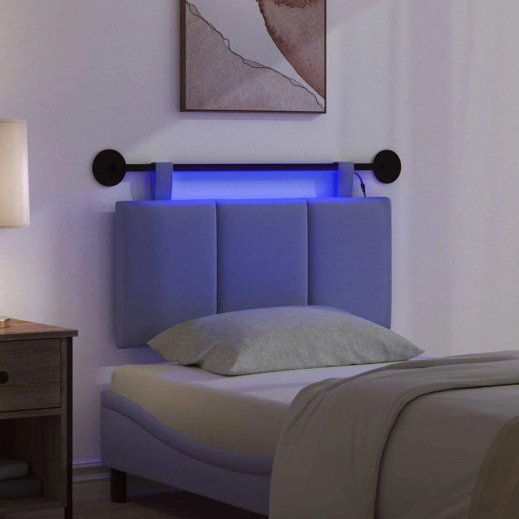 Testiera | Testata sospesa Con luce LED Blu jeans Tessuto