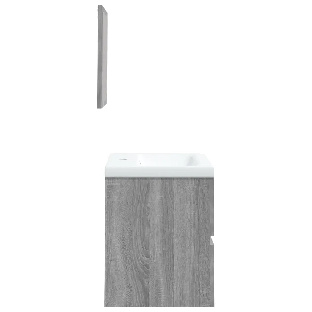 Mobile da Bagno con Lavabo | Armadio Lavabo e Specchio Grigio Sonoma