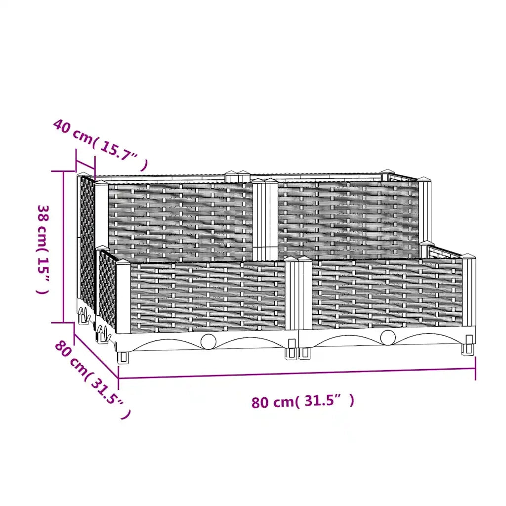 Fioriera Rialzata 80x80x38 cm in Polipropilene 316538