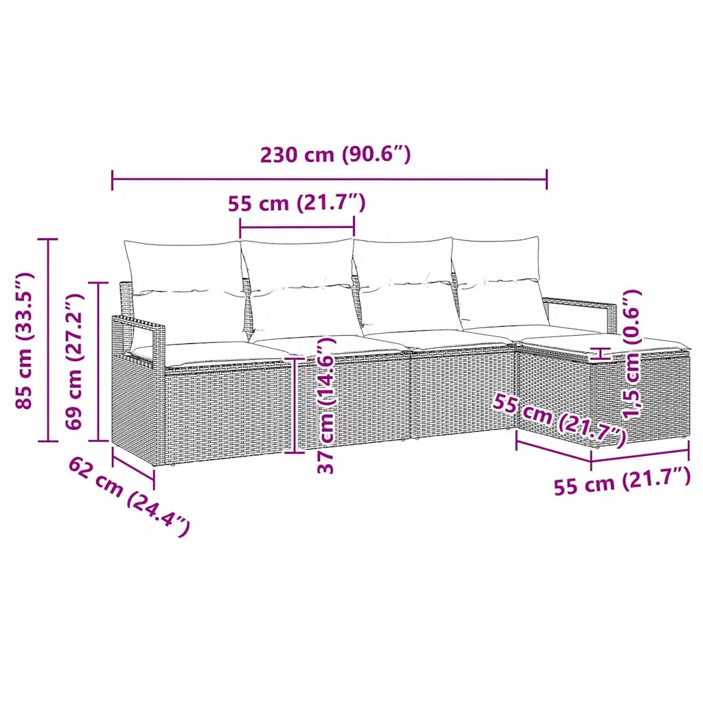 Set di divani 5 pz | Set Salotto da Giardino Nero polyrattan