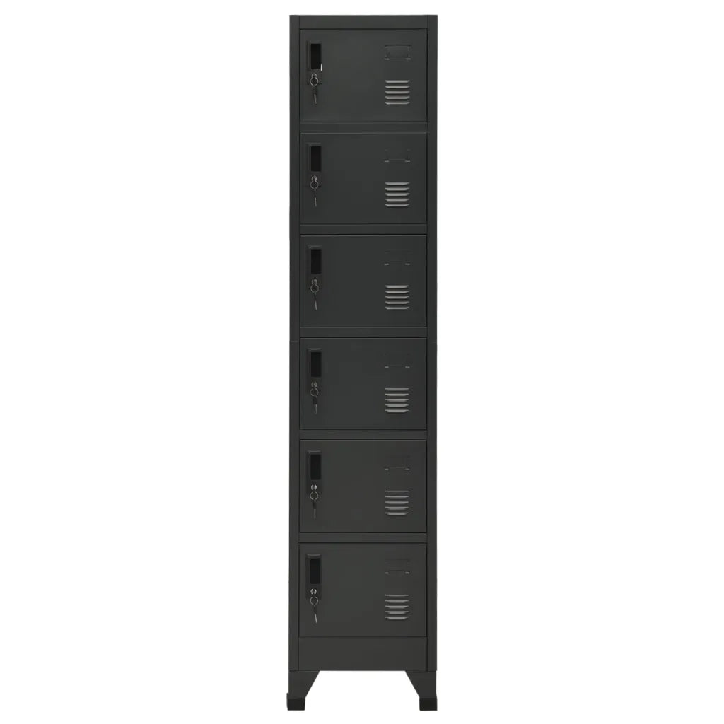 Armadio spogliatoio moderno con 6 ante chiudibili a chiave 38 x 40 x 180 cm in acciaio antracite 02_0047009