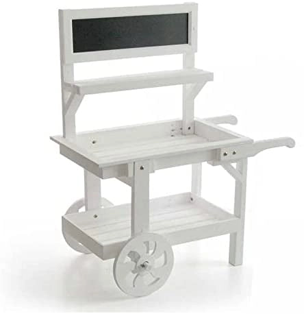 CARRETTO PORTA PIANTE REALIZZATO IN LEGNO BIANCO CON LAVAGNA 69 X 33 X H85 CM