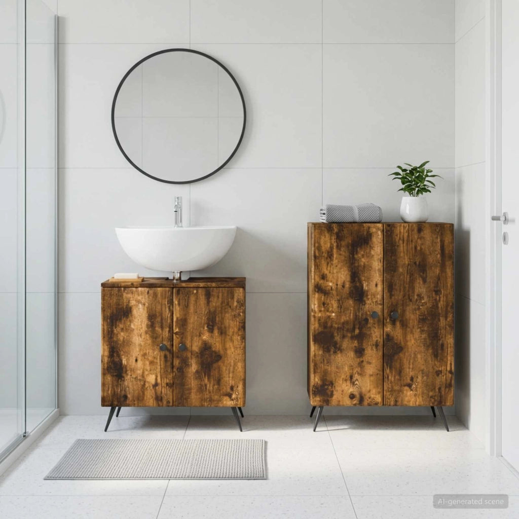 Set di Armadi da Bagno da 2 Pezzi BREDA Rovere Fumo 3417644
