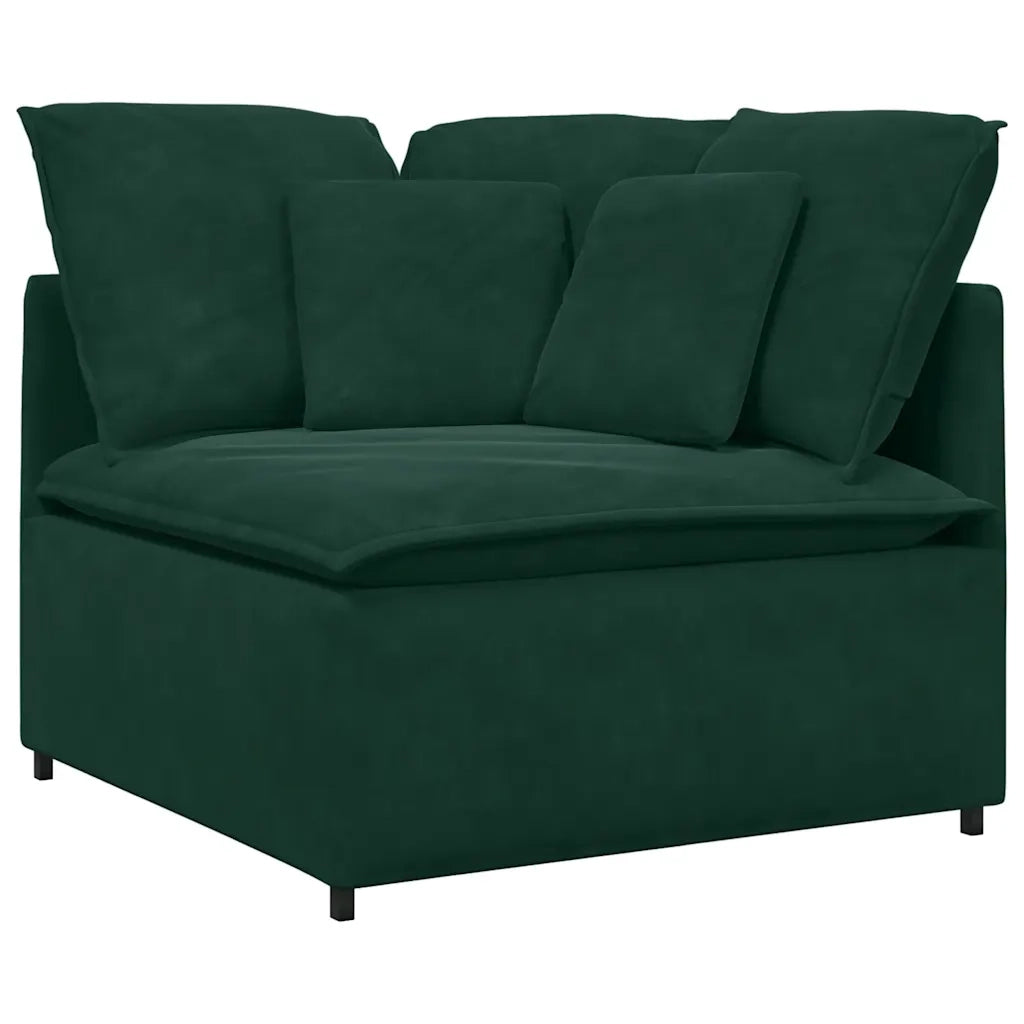 Divano Modulare con Cuscini in Velluto Verde Scuro 3321161