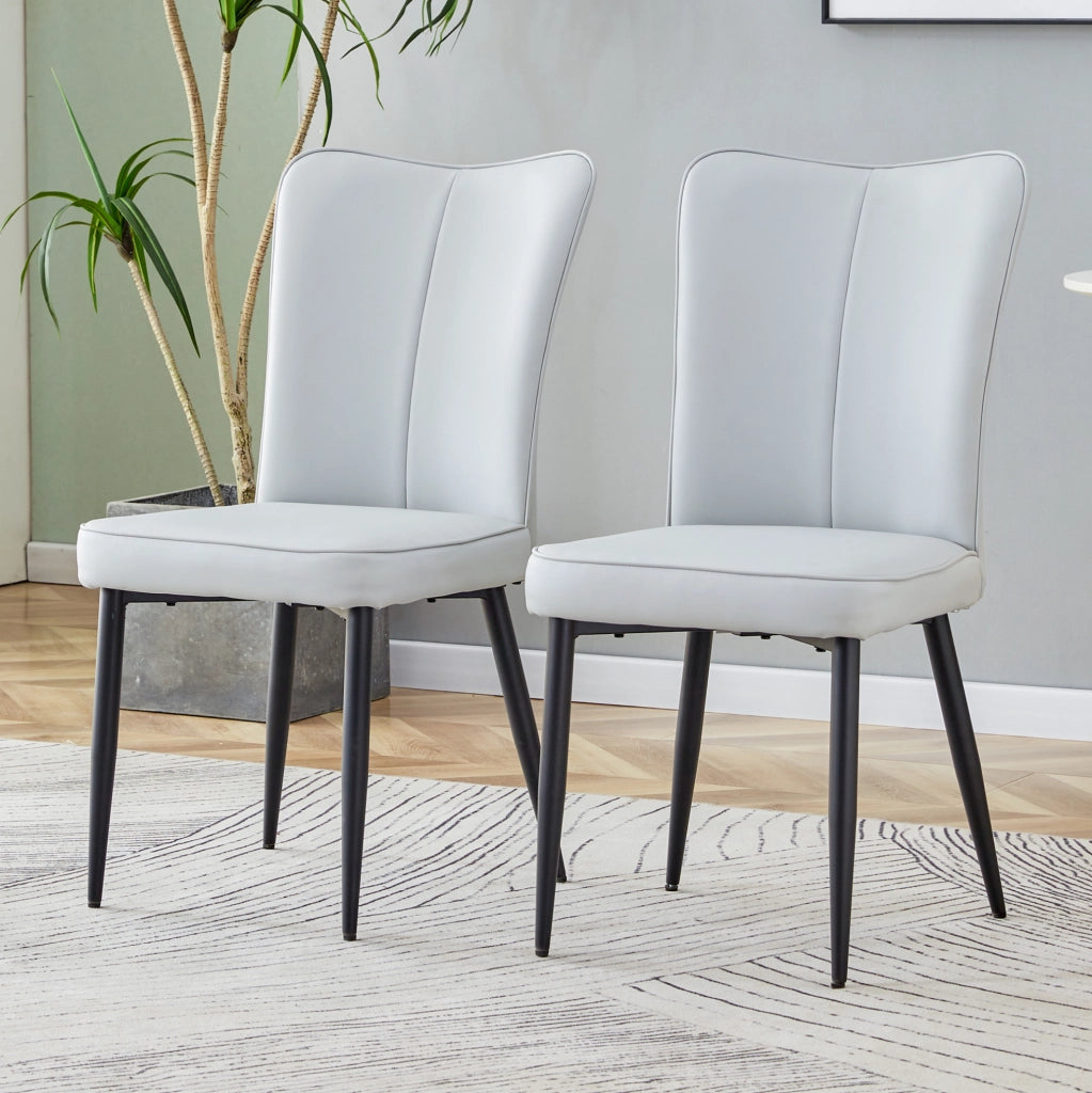 SEDIA da pranzo Set da 2 pezzi in PU grigio chiaro e metallo nero