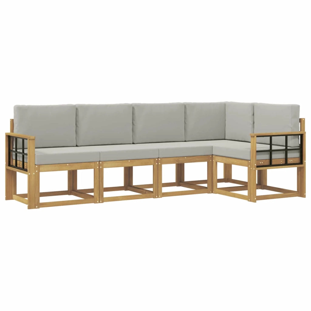 Set di divani da esterno 5 pz Bianco e Grigio Chiaro 3387640